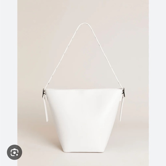 NWT Reformation Rafaella Medium Trapeze Real Leather Tote in Blanco White